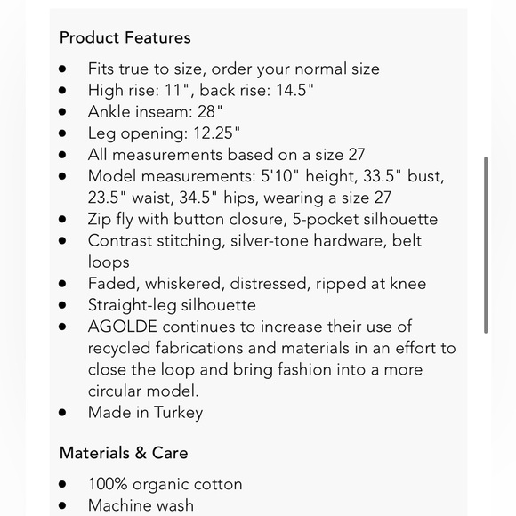 Agolde Light Blue Straight Leg Jeans with Distressing - Picture 5 of 5